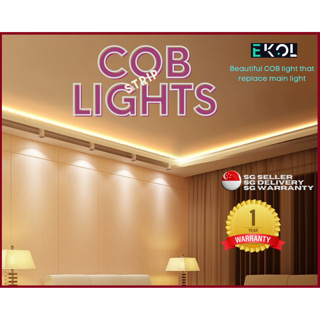 EKOL COB LED Strip Light / Ultra Slim 12V/24V DC Driver / Single Colour Dimmer Control